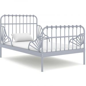 VidaXL Cadre de lit extensible Gris M&eacute;tal 80x130/200 cm