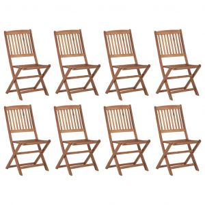 VidaXL 8X Bois d'Acacia Chaises Pliables d'Extérieur Chaises de Patio Sièges de Jardin Sièges de Salle à Manger Chaises de Terrasse