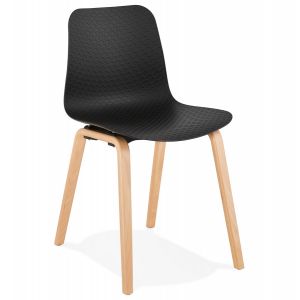 Alter Ego Chaise scandinave 'PACIFIK' noire avec pieds en bois finition naturelle