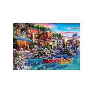 Educa Puzzle adulte 3000 pieces ville de come : barques au bord de la mer collection paysage itale - mer et ocean