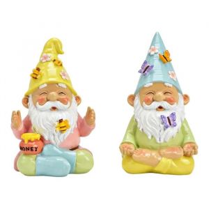 Eden Lot de 2 d&eacute;corations nains de jardin pot de miel 19 cm