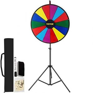 Vevor - Roue de Loterie Personnalisee 45 cm, Roue de Fortune Effacable a Sec, Roue de la Chance 14 Fentes Colorees, Roue de Fortune avec Support