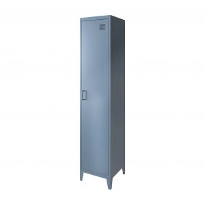 Armoire chambre métal bleu, 4 espaces de rangement