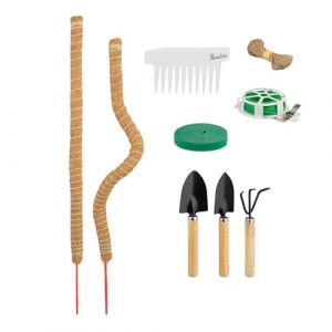 Relaxdays Tuteurs en Fibre de Coco, Lot de 2, pour Monstera, pothos, Supports Plantes, avec Accessoires, 65 cm, Nature
