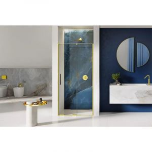 Porte de douche dor&eacute;e 120 cm 2 volets coulissante gauche HAWAII GOLD