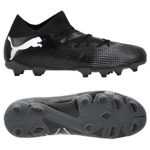 Puma Unisex Youth Future 7 Match Fg/Ag Jr Soccer Shoes Black White, 29 EU