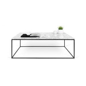 Image de TemaHome Table Basse "Gleam" 120cm Marbre Blanc & Métal Noir