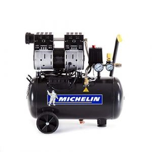 Michelin Compresseur d'Air Silencieux MX24/1 - Cuve 24 Litres - Sans Huile - Moteur 1 cv - Pression Maximale 8 bar - D&eacute;bit d'Air 106 l/min - 6.4 m&sup3;/h - 59 dB(A) LpA 4m - 78 dB(A) LwA