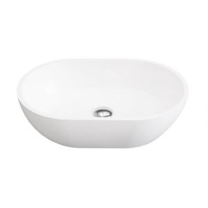 Vasque de salle de bain ovale en solid surface Blanc 58 cm sengli Blanc