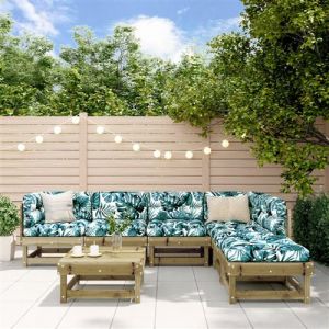 VidaXL Salon de jardin 7 pcs bois de pin imprégné