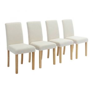 Lot de 4 chaises RITA revêtement bouclette pieds en bois d'hévéa