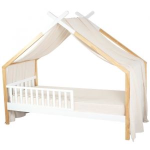 Sevira Kids Toile de lit cabane - Beige - 420 x 140 cm - Gaze de coton - Fabrication française