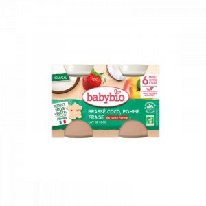 BabyBio Petits Pots Brassés Coco, Pomme, Fraise - 2x130g