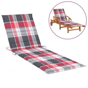 VidaXL Coussin de chaise longue Carreaux rouges 200x60x4 cm Tissu