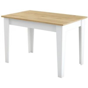 Menzzo Table de salle à manger avec rangement Fiorita L110cm Blanc et Chêne clair - Chêne clair