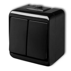 Interrupteur double va-et-vient saillie étanche IP54 Noir Karlik Junior - 12WHE-2