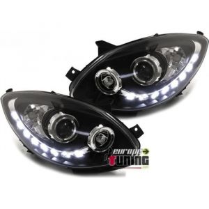 PHARES NOIRS FEUX BANDES LED DEVIL EYES RENAULT TWINGO II PH I 2007-2011 (00733)