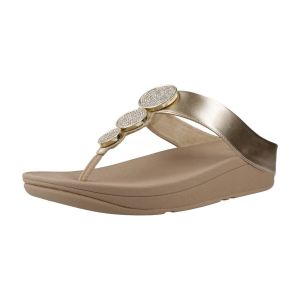 FitFlop Femme Halo Bead-Circle Metallic Toe-Post Sandals, Beige Latte métallisé, 38 EU