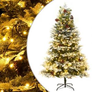 VidaXL Sapin de Noël avec LED et pommes de pin Vert 225 cm PVC et PE