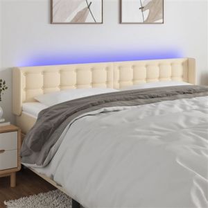 VidaXL Tête de lit à led Crème 163x16x78/88 cm Tissu