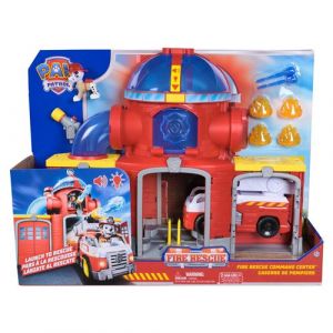 PAW Patrol - Pat Patrouille - Caserne De Pompiers Fire Rescue - Voiture Figurine Marcus À Collectionner - Effets Sonores Et Lumineux - Pat Patrouille Jouet - Voiture Enfant - Jouet Enfant 3 Ans Et +