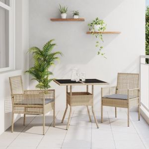 VidaXL Ensemble de salle à manger de jardin 3 pièces Beige Poly Rotin 3334929