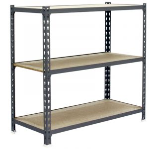 Simon Rack &Eacute;tag&egrave;re Rangement et 3 Niveaux en Boix, 150 kg Capacit&eacute; de Charge et Point de Flexion, 1000x800x500 mm, &Eacute;tag&egrave;re Charge Lourde, &Eacute;tag&egrave;re Garage, Gris/Bois - Maderclick