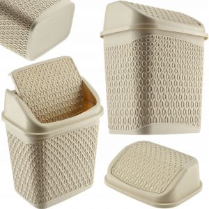 Poubelle de salle de bain beige 6,2 l Conteneur de salle de bain inclinable - Kadax