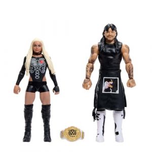 Mattel WWE Coffret Main Event Showdown 'Dirty' Dominik Mysterio et Liv Morgan, avec 2 Figurines articul&eacute;es de 15 cm &agrave; Collectionner et Accessoire, s&eacute;rie 25, JHJ58