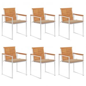 VidaXL Chaises de jardin 6 pcs avec coussins Bois d'acacia solide Beige