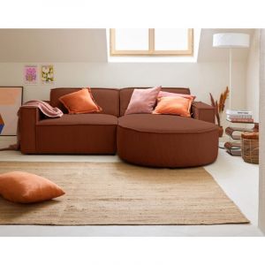 Spiaggia - canapé d'angle droit - 4 places - en velours côtelé - Terracotta