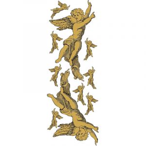 Plage Sticker électrostatique pour vitre, anges dorés de noël pour personnaliser la fenêtre, 23 cm x 67 cm - Jaune / doré