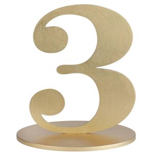 Ruedelafete Grand chiffre vertical déco 16cm, Chiffre 3 OR