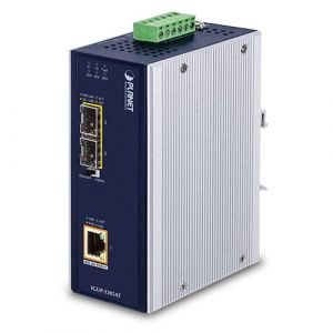 Planet IGUP-1205AT Convert. Industriel 2 fibres SFP 100/1G en Gigabit PoE++ 95W