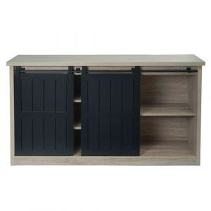 Buffet MENDLER HWC-K75 métal industriel aspect bois 84x150x40cm couleur naturelle