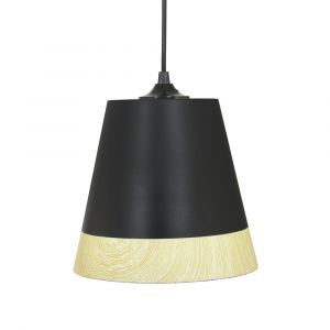 C Création Suspension Danwood - métal coloris noir mat et imitation bois