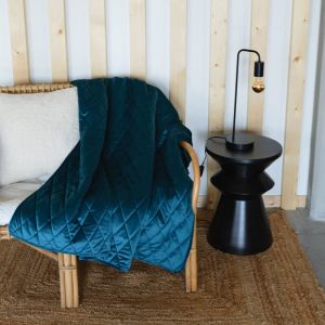 Home maison Plaid Canapé en Velours Matelassé Bleu Paon 125x160 cm