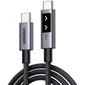 UGreen C&acirc;ble UG35512 USB-C vers USB-C 100W tress&eacute; 2 m noir