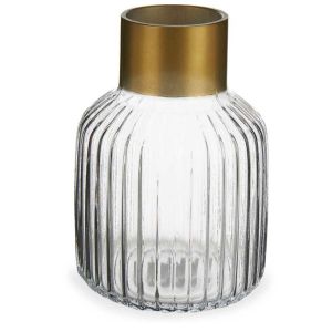 Wadiga Vase transparent design rayures 12 cm