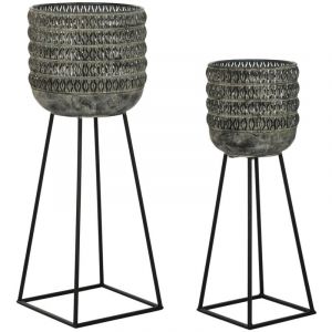 Set of Planters DKD Home Decor Worn 32 x 32 x 84 cm Metal (2 Units)