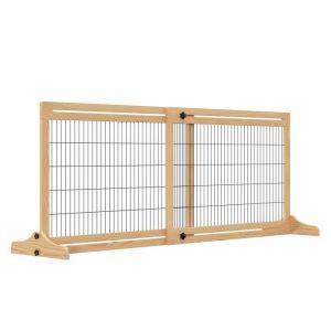 Pawhut Barrière de sécurité pour chien - extensible - autoportante - longueur réglable - 104-183 x 36 x 69 cm - pin - bois