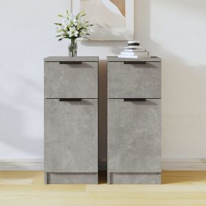 VidaXL Buffets 2 pcs Gris béton 30x30x70 cm Bois d'ingénierie Gris