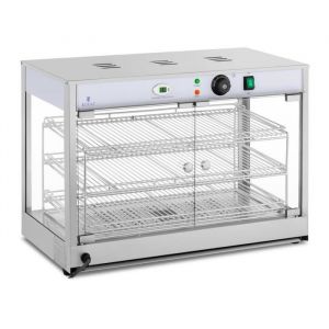 Royal Catering Vitrine Chaude De Comptoir Présentoir Chauffant 3 Étages 1200 W 85°C Inox Verre - Rouge, Argent