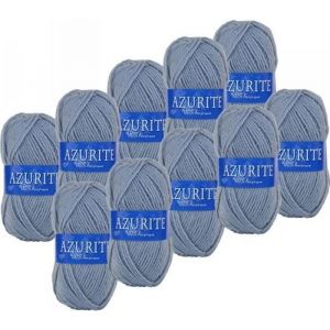 Lot de 10 pelotes de fil à tricoter Azurite 50g 100% acrylique - Col. 3072 Gris bleuté - Mondial Tissus