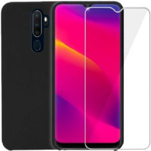 Image de Ibroz Pack Oppo A5 Coque Silicone noir + VT