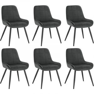 Woltu - Chaises de Salle à Manger Lot de 6. Chaises Relaxantes en Velours. Ergonomiques avec Dossier. Gris foncé BH331dgr-6 - Gris foncé