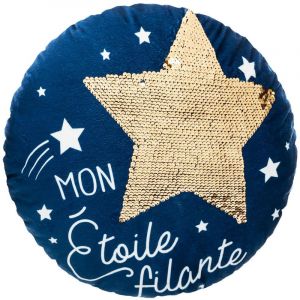 Image de Atmosphera Coussin rond Etoile sequin Bleu