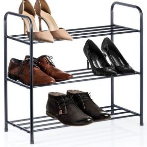 Northix - Shoe rack metal black 3 level 63x28x60 cm 88325