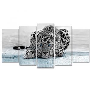 Image de Tableau D&eacute;co L&eacute;opard Noir et Blanc - 150x80 cm - Tableau D&eacute;co l&eacute;opard Noir et Blanc - 150x80 cm - Noir et Blanc