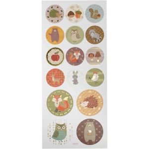 Creotime Stickers papier - Animaux de la forêt - 16 pcs